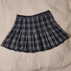 Blue & white plaid miniskirt with shorts